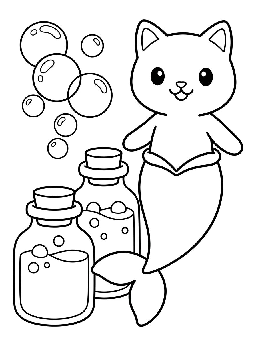 Sereiata Fofa com Poções Mágicas para colorir Desenho de Sereiata Fofa com Poções Mágicas para colorir e imprimir grátis