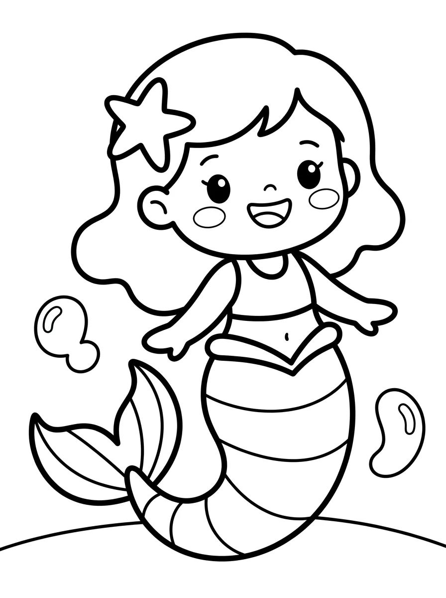 Sereiata Fofa Sorrindo para colorir Desenho de Sereiata Fofa Sorrindo para colorir e imprimir grátis