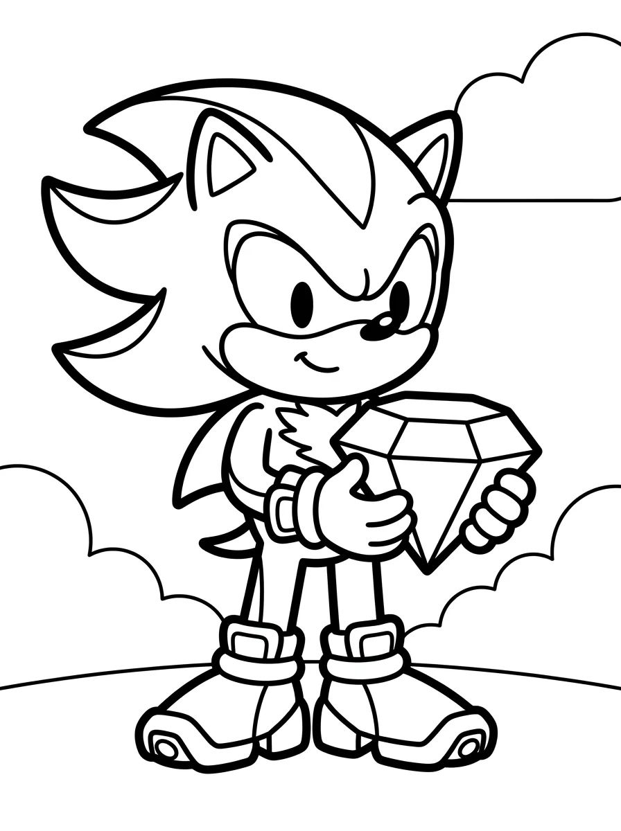 Shadow com Esmeralda do Caos para colorir Desenho de Shadow com Esmeralda do Caos para colorir e imprimir grátis