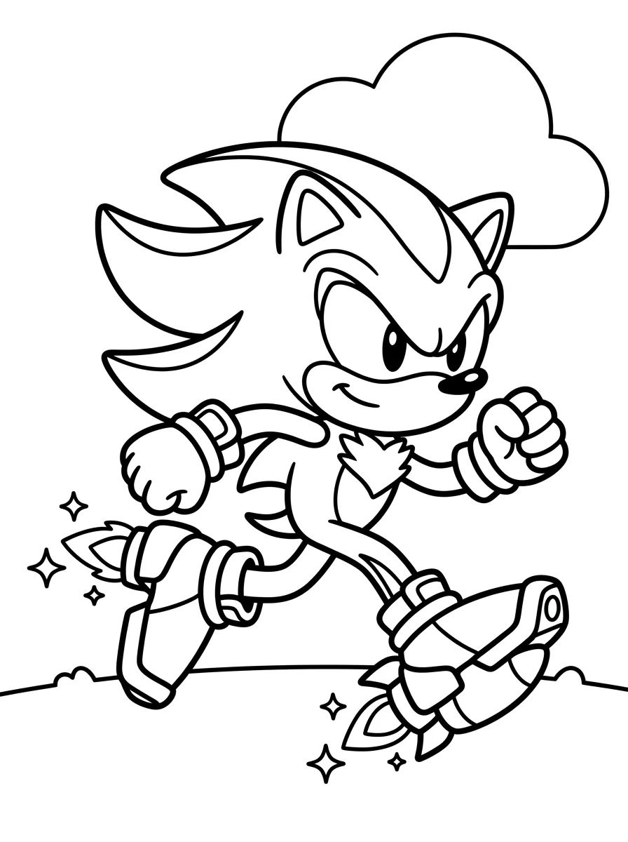Shadow Correndo com Tênis a Jato para colorir Desenho de Shadow Correndo com Tênis a Jato para colorir e imprimir grátis