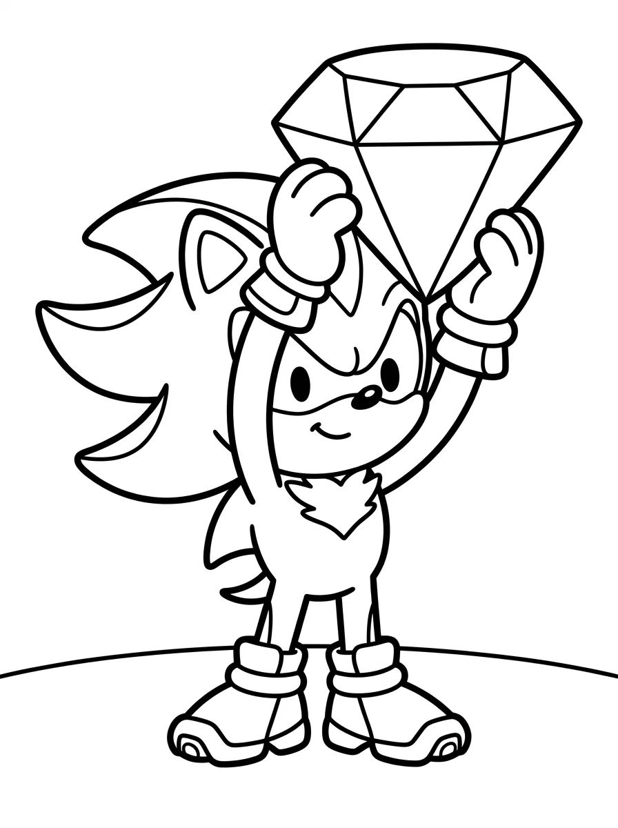Shadow Segurando uma Esmeralda do Caos para colorir Desenho de Shadow Segurando uma Esmeralda do Caos para colorir e imprimir grátis