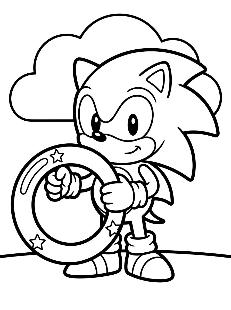 Sonic com o Anel Dourado para colorir Desenho de Sonic com o Anel Dourado para colorir e imprimir grátis