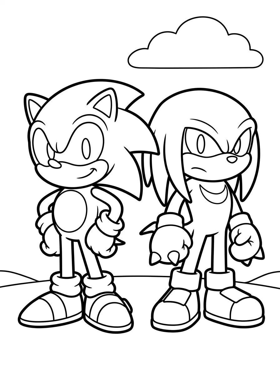 Sonic e Knuckles em Estilo Chibi para colorir Desenho de Sonic e Knuckles em Estilo Chibi para colorir e imprimir grátis