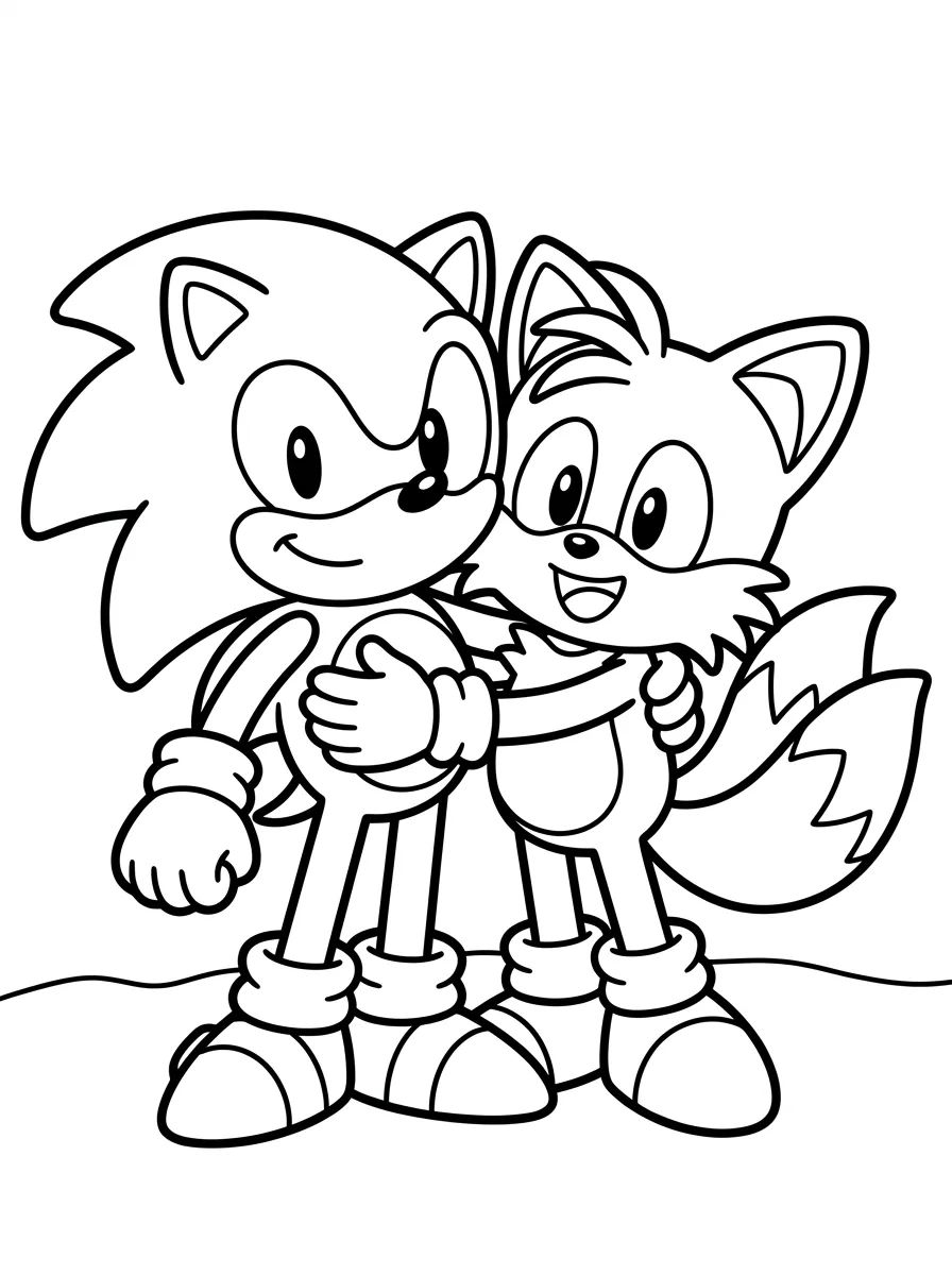 Sonic e Tails Melhores Amigos para colorir Desenho de Sonic e Tails Melhores Amigos para colorir e imprimir grátis