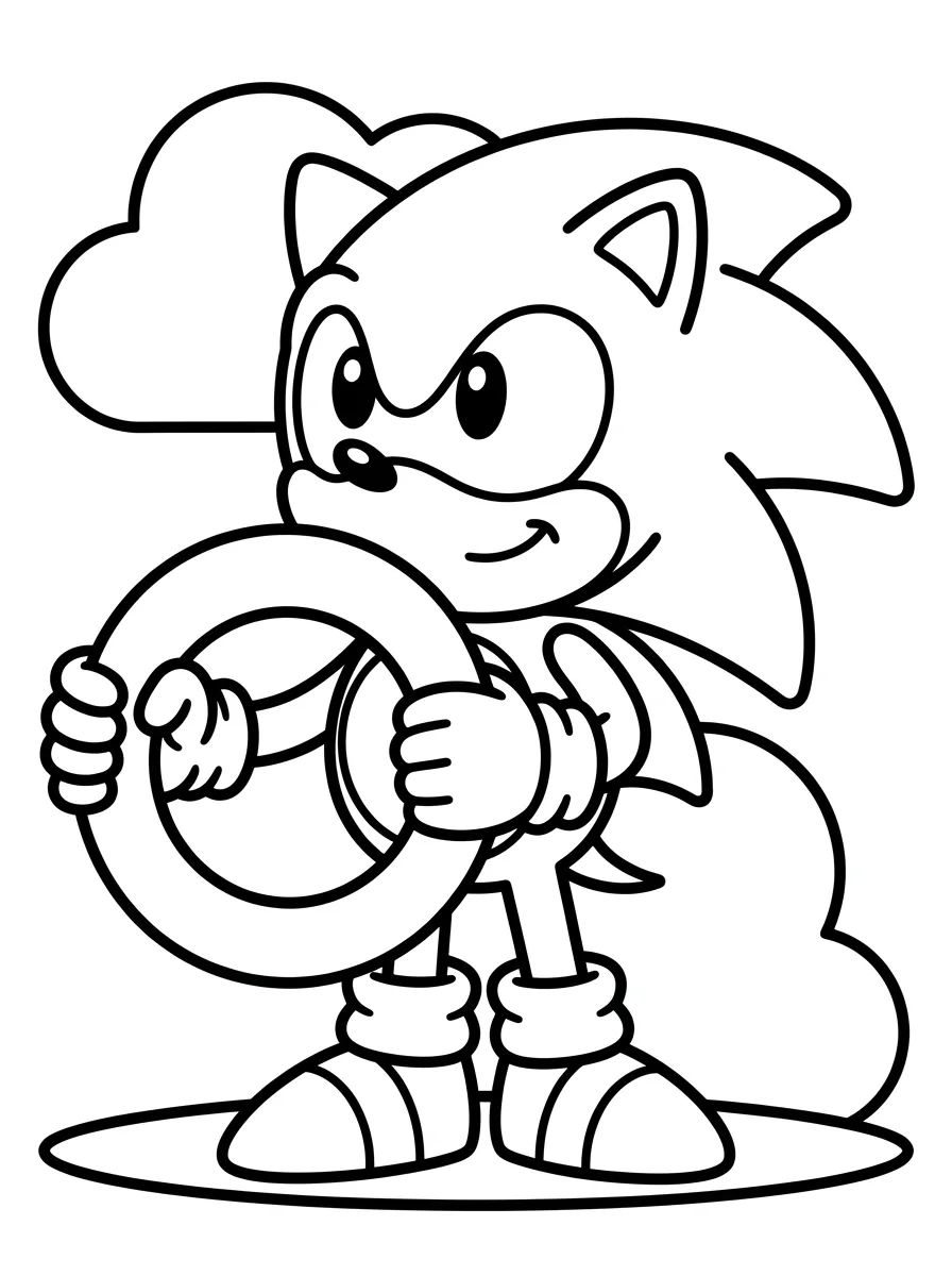 Sonic Segurando Anel Dourado para colorir Desenho de Sonic Segurando Anel Dourado para colorir e imprimir grátis