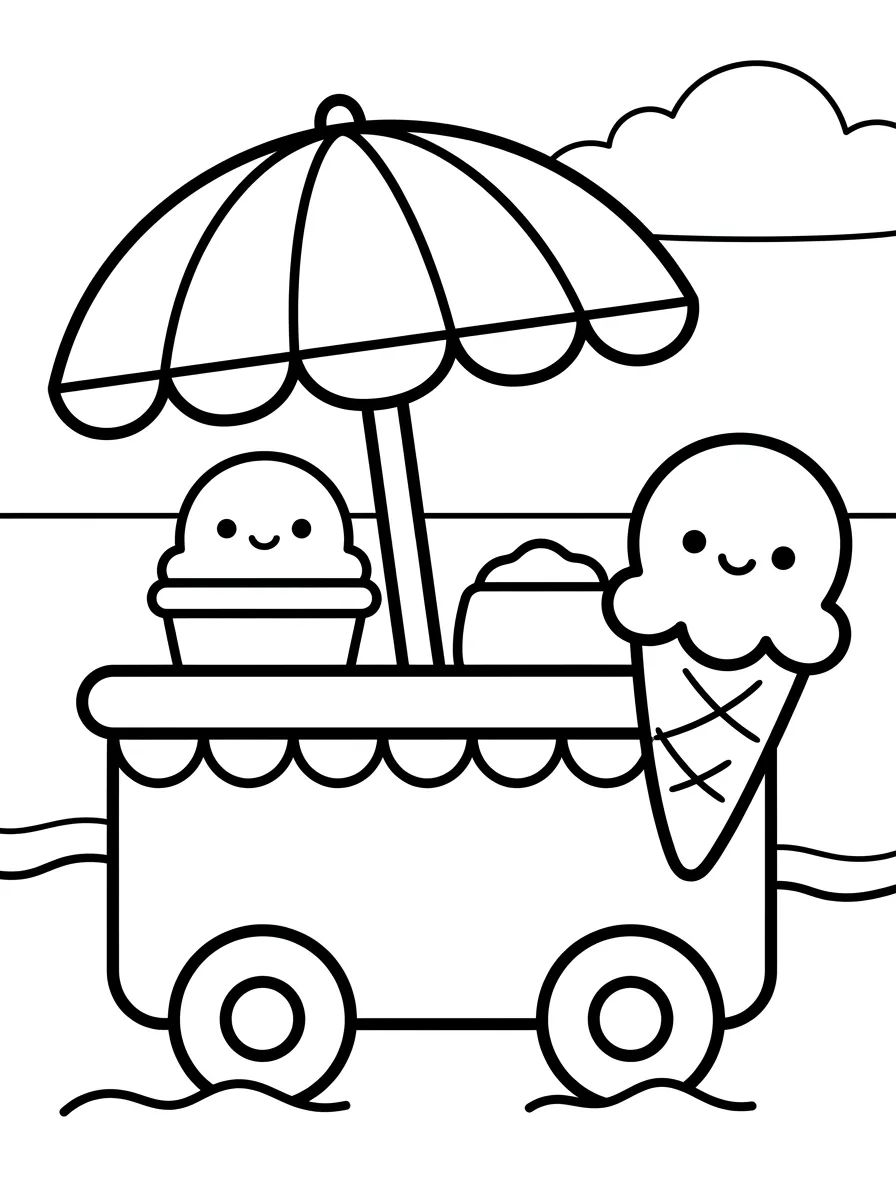 Carrinho de Sorvete de Verão Encantado para colorir Desenho de Carrinho de Sorvete de Verão Encantado para colorir e imprimir grátis