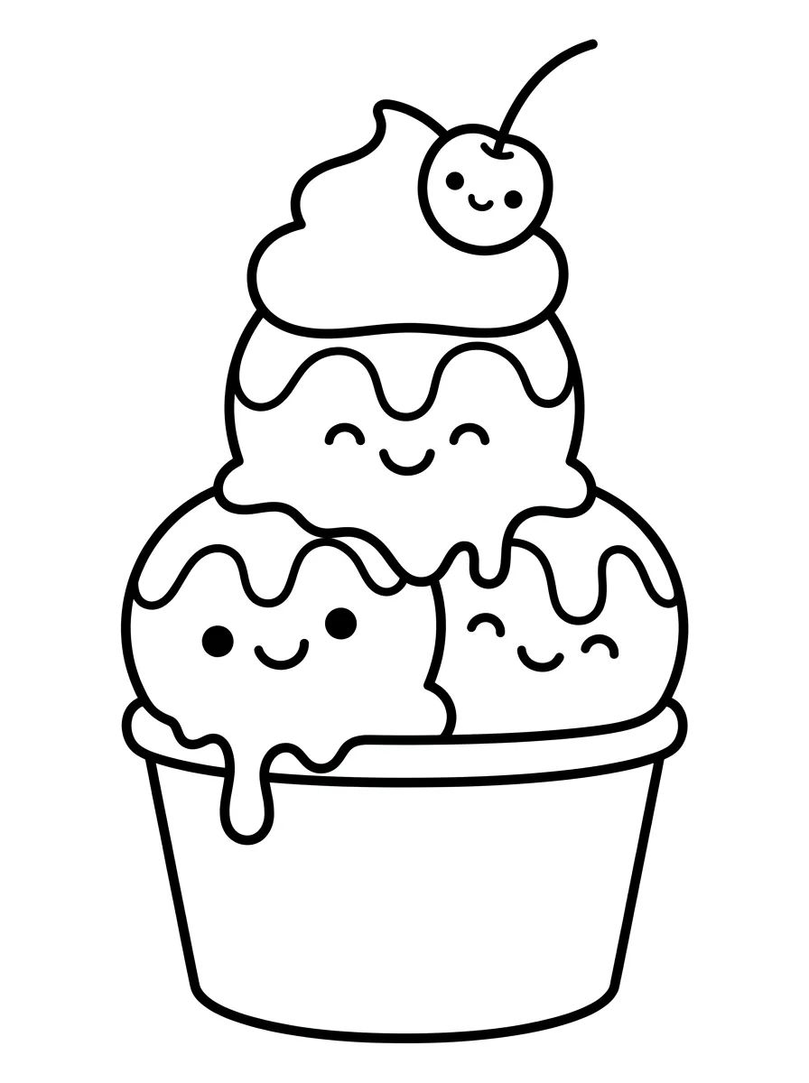 Taça de Sorvete com Chantilly Encantada para colorir Desenho de Taça de Sorvete com Chantilly Encantada para colorir e imprimir grátis