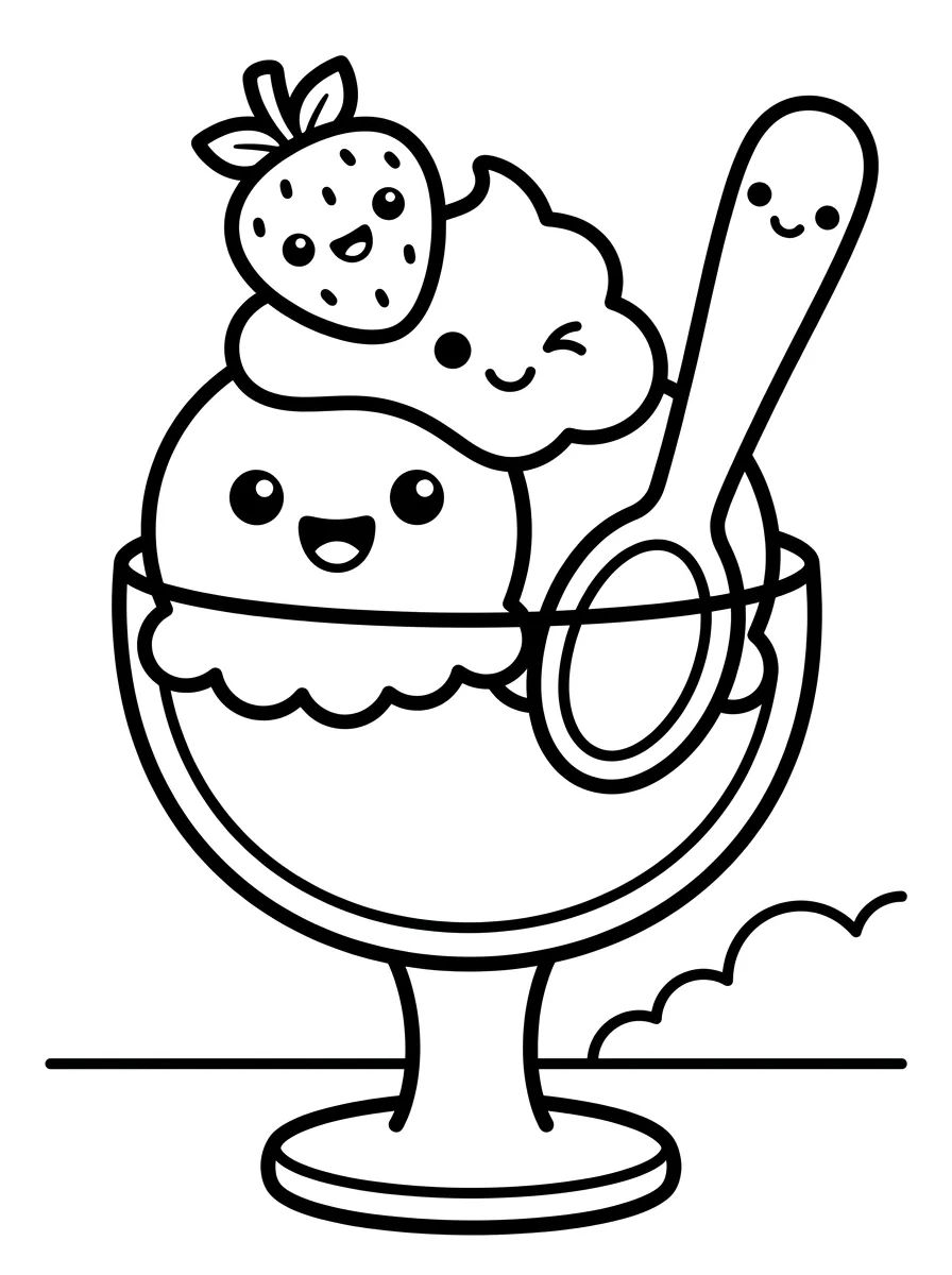 Taça de Sundae Divertida para colorir Desenho de Taça de Sundae Divertida para colorir e imprimir grátis