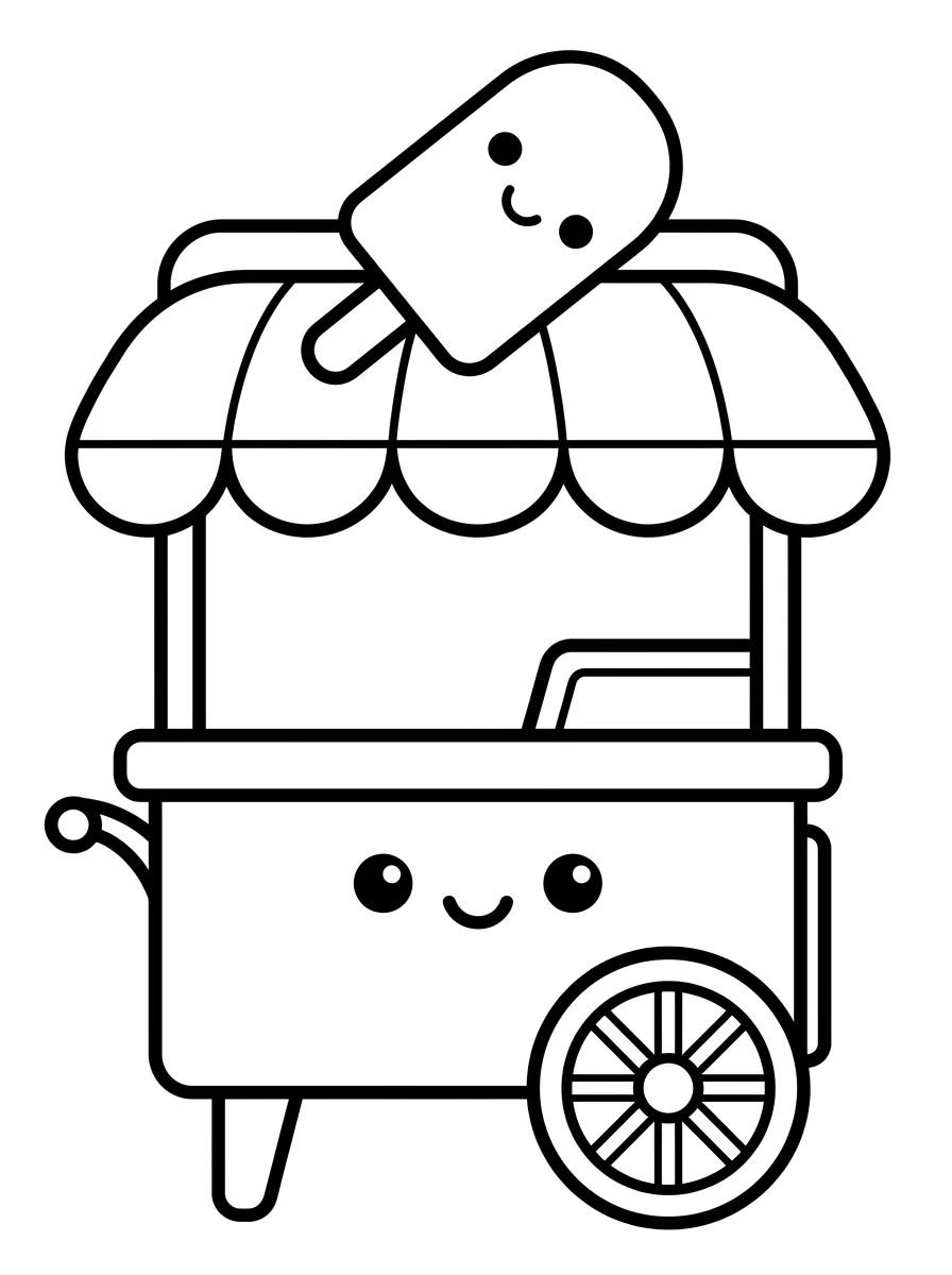 Carrinho de Sorvete Fofo para colorir Desenho de Carrinho de Sorvete Fofo para colorir e imprimir grátis
