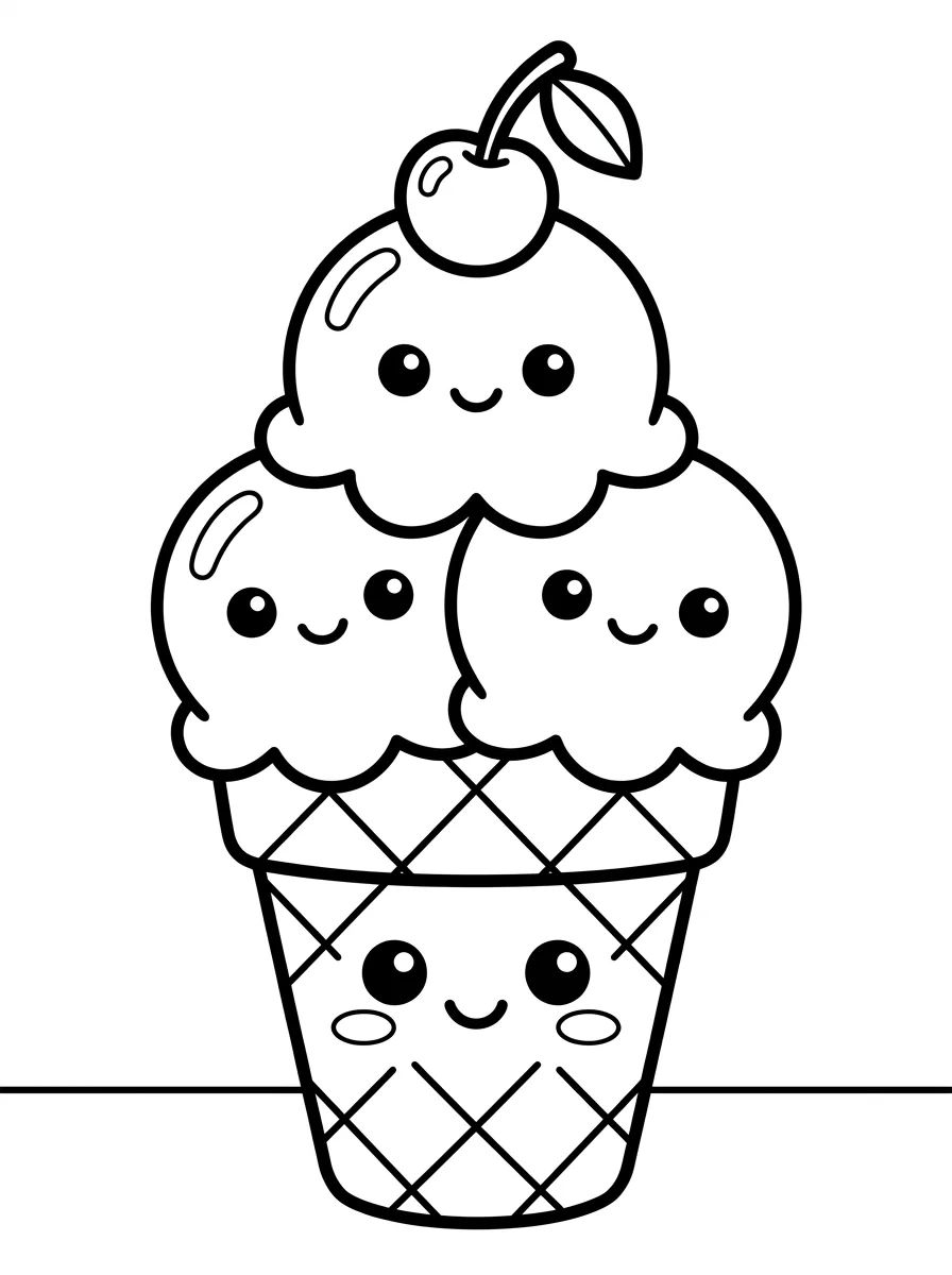 Coleção de desenhos para colorir: Cute Ice Cream Coloring Pages