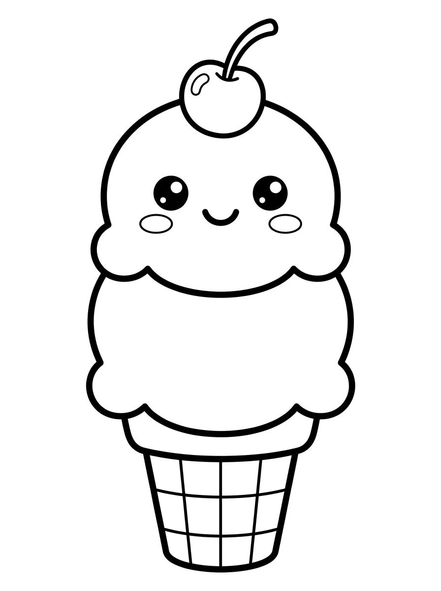 Coleção de desenhos para colorir: Desenhos de Sorvetes Fofos para Colorir