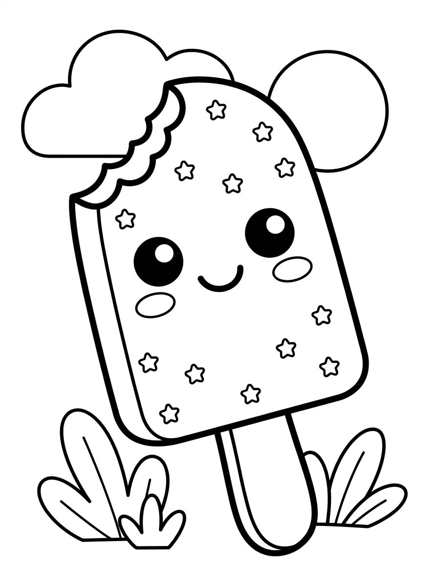 Picolé com Mordida e Confeitos para colorir Desenho de Picolé com Mordida e Confeitos para colorir e imprimir grátis