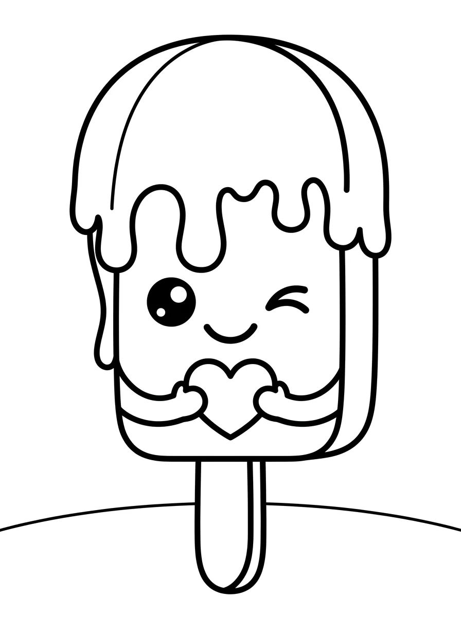 Picolé Fofinho no Palito para colorir Desenho de Picolé Fofinho no Palito para colorir e imprimir grátis