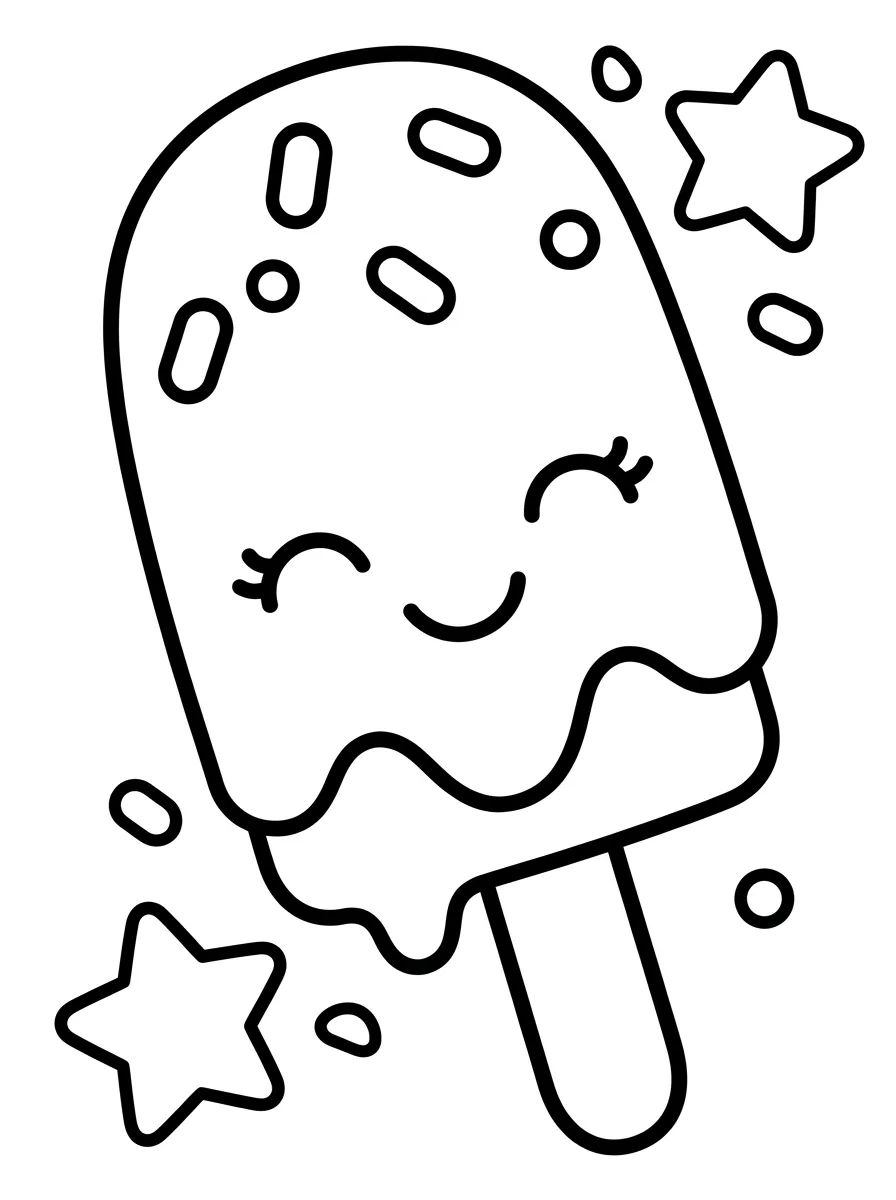 Picolé Fofo com Granulados para colorir Desenho de Picolé Fofo com Granulados para colorir e imprimir grátis
