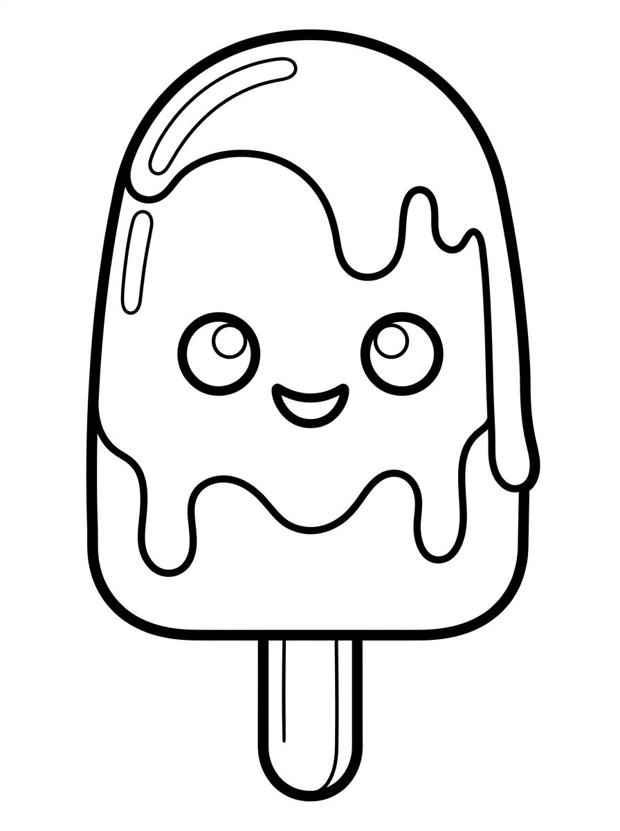 Picolé Sorridente no Palito para colorir Desenho de Picolé Sorridente no Palito para colorir e imprimir grátis