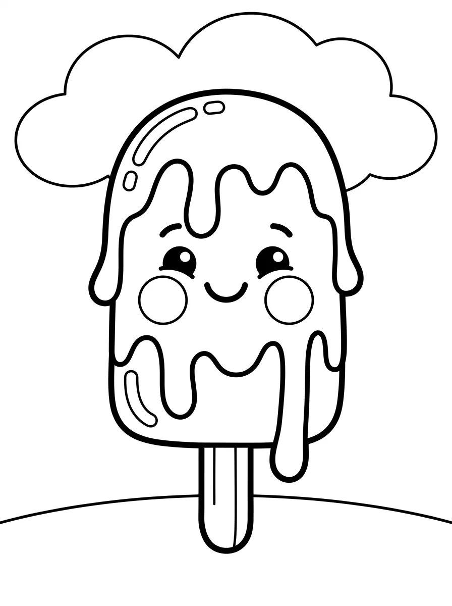 Picolé Sorridente no Palito para colorir Desenho de Picolé Sorridente no Palito para colorir e imprimir grátis