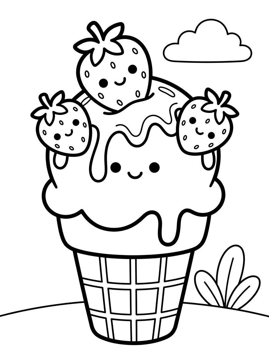 Sorvete na Casquinha Waffle para colorir Desenho de Sorvete na Casquinha Waffle para colorir e imprimir grátis