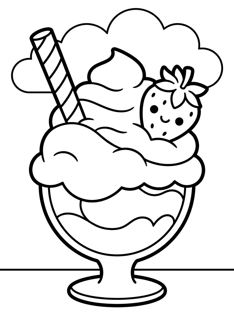 Taça de Sundae com Chantilly para colorir Desenho de Taça de Sundae com Chantilly para colorir e imprimir grátis