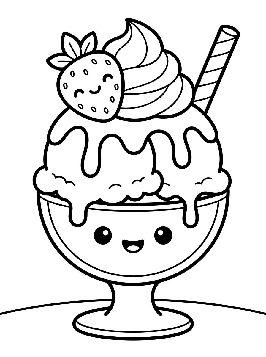 Taça de Sundae Completa para colorir Desenho de Taça de Sundae Completa para colorir e imprimir grátis