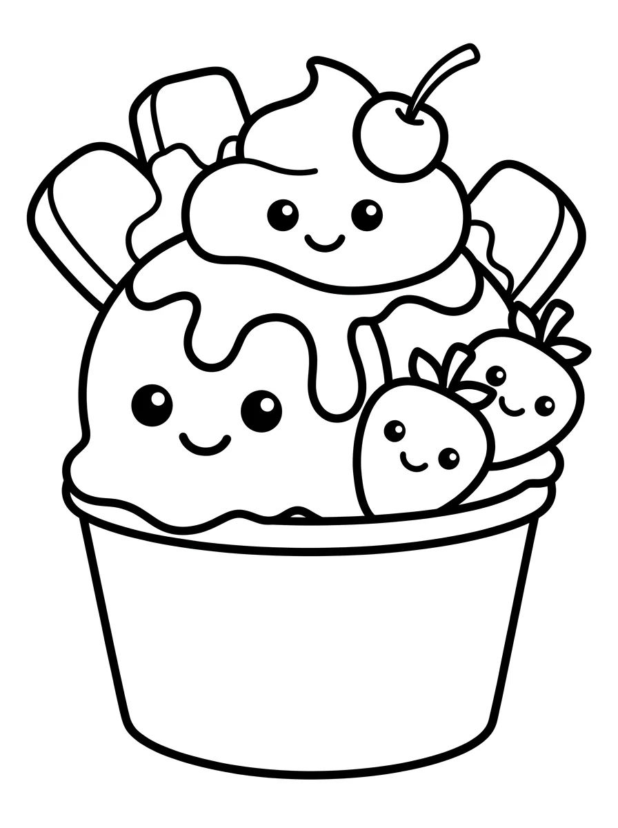 Taça de Sundae Deliciosa para colorir Desenho de Taça de Sundae Deliciosa para colorir e imprimir grátis