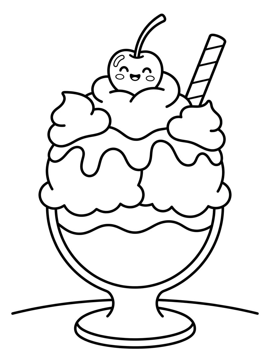 Taça de Sundae Delicioso para colorir Desenho de Taça de Sundae Delicioso para colorir e imprimir grátis