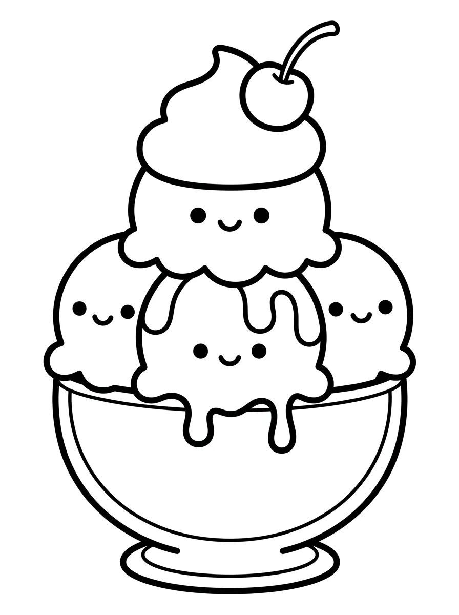 Taça de Sundae Divertida para colorir Desenho de Taça de Sundae Divertida para colorir e imprimir grátis
