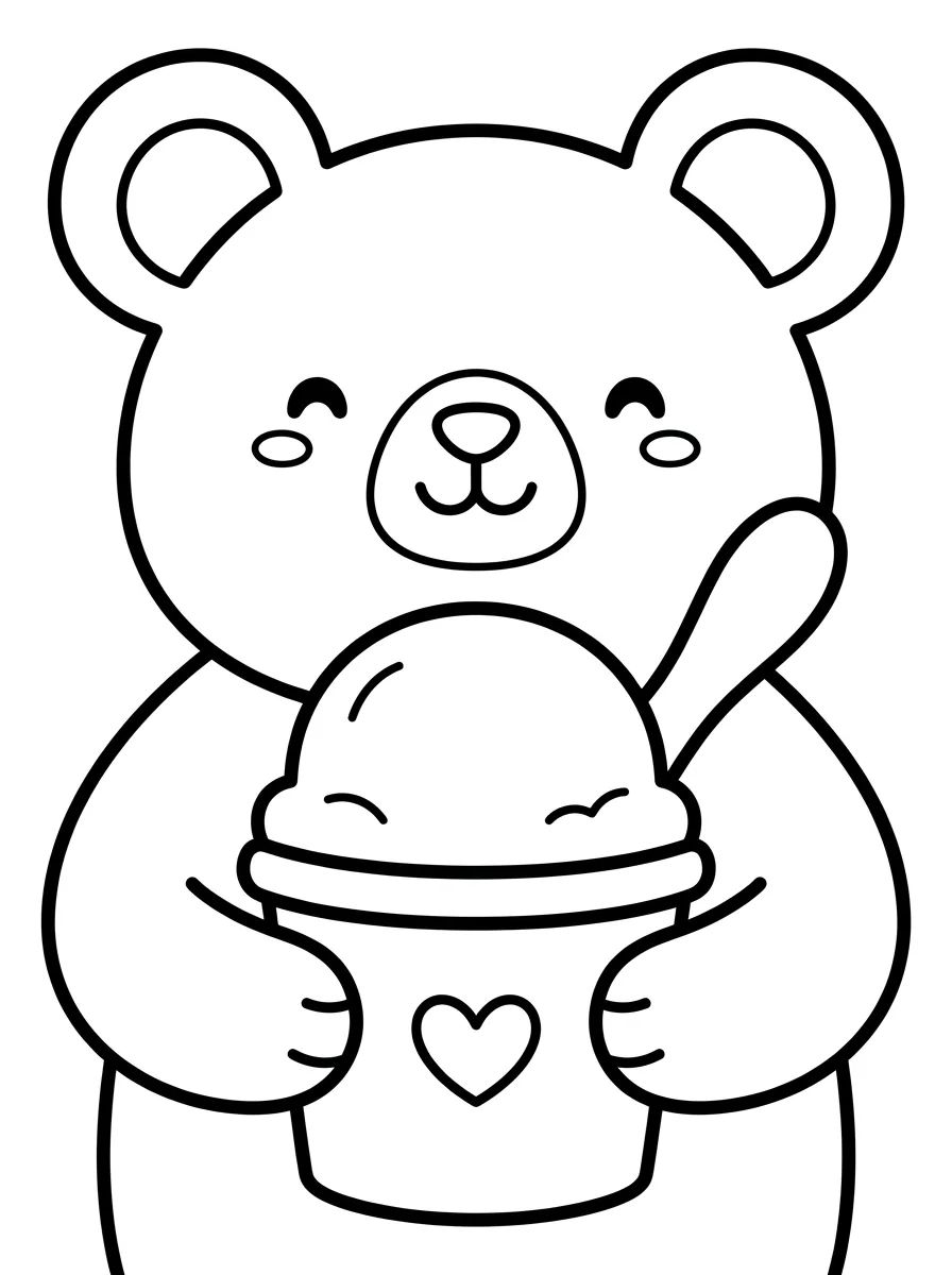 Ursinho Amigo com Sorvete para colorir Desenho de Ursinho Amigo com Sorvete para colorir e imprimir grátis
