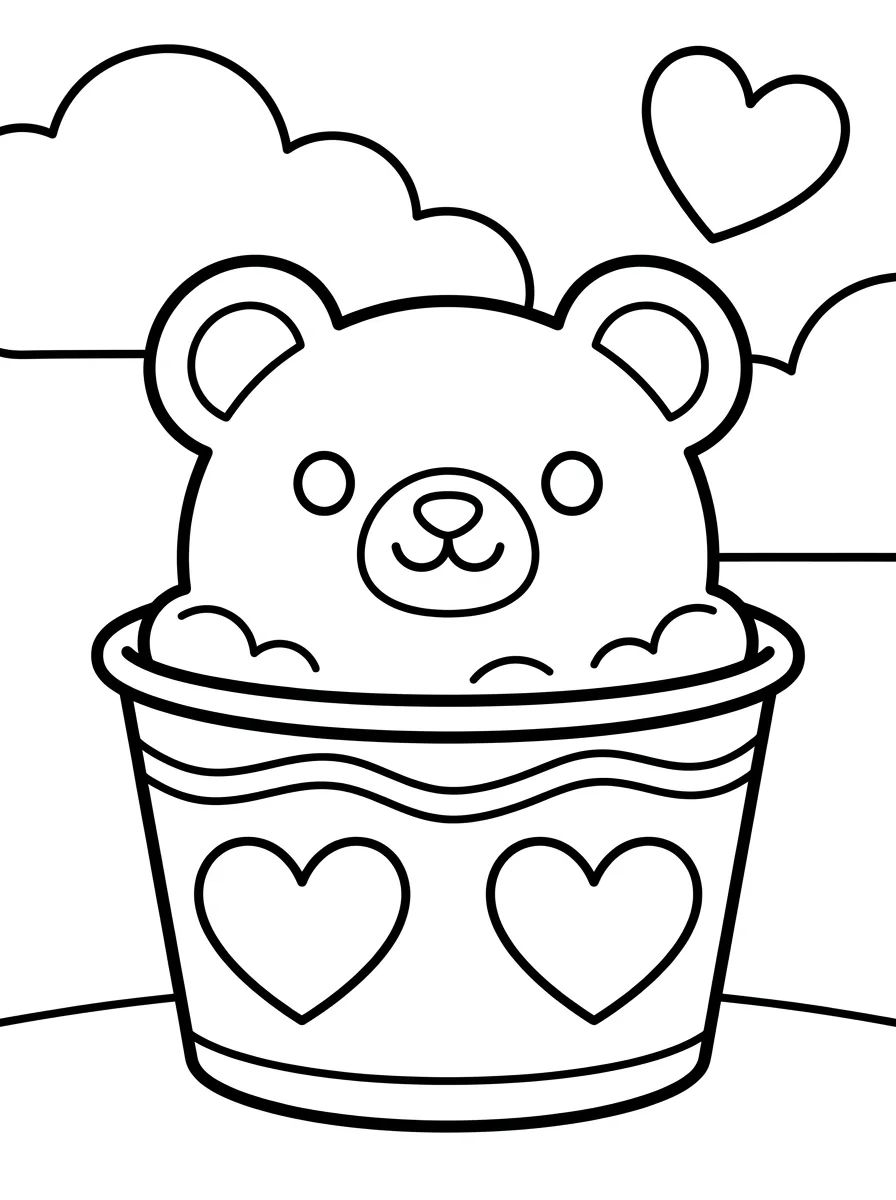 Ursinho Sorvete no Copinho para colorir Desenho de Ursinho Sorvete no Copinho para colorir e imprimir grátis