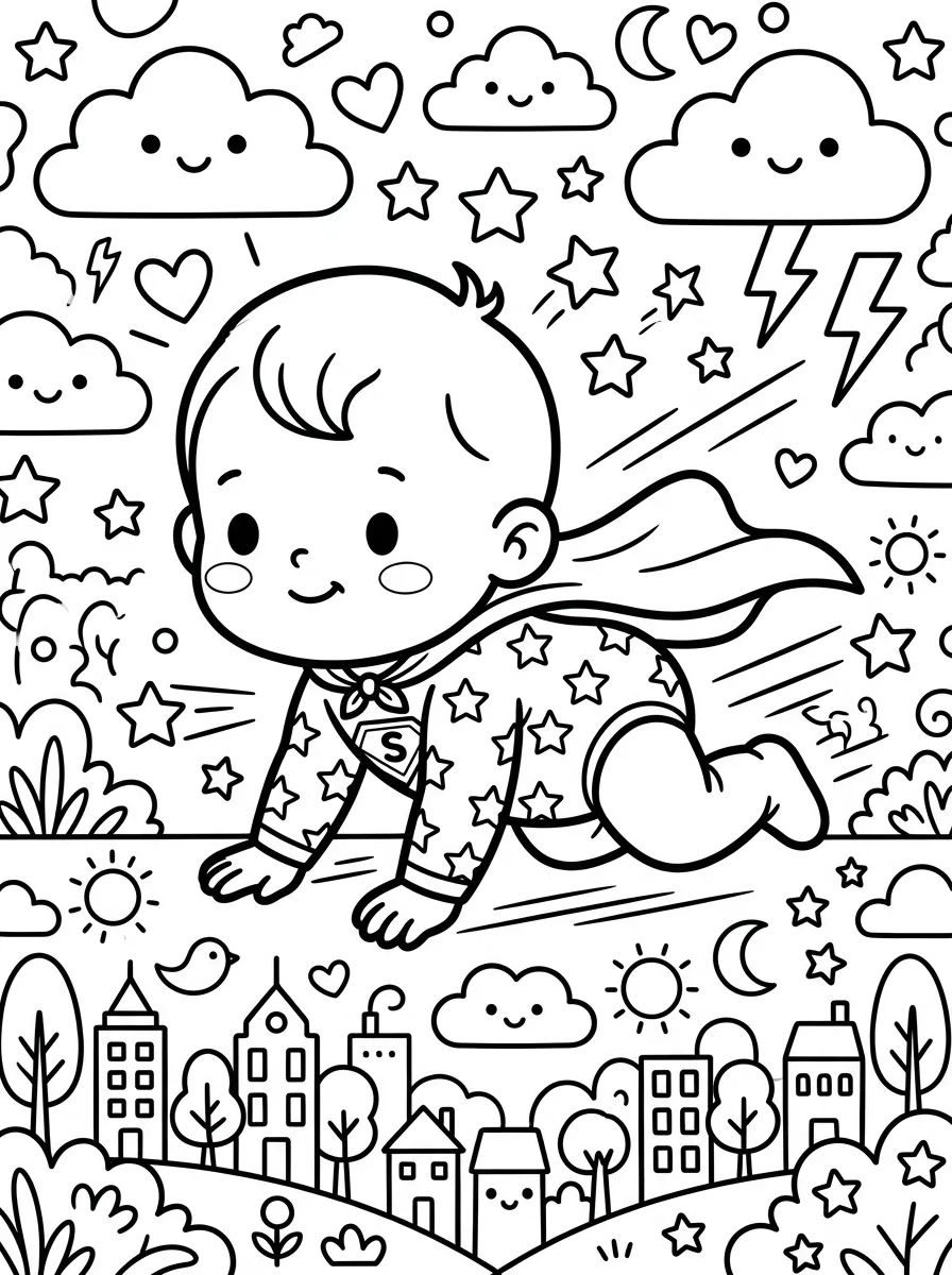 Bebê Super-Herói Apressado para colorir Desenho de Bebê Super-Herói Apressado para colorir e imprimir grátis