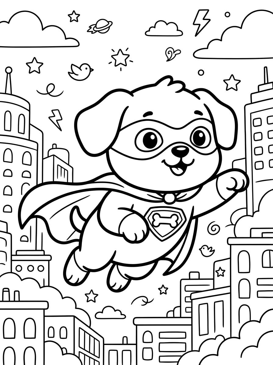 Cachorrinho Super-Herói de Capa para colorir Desenho de Cachorrinho Super-Herói de Capa para colorir e imprimir grátis