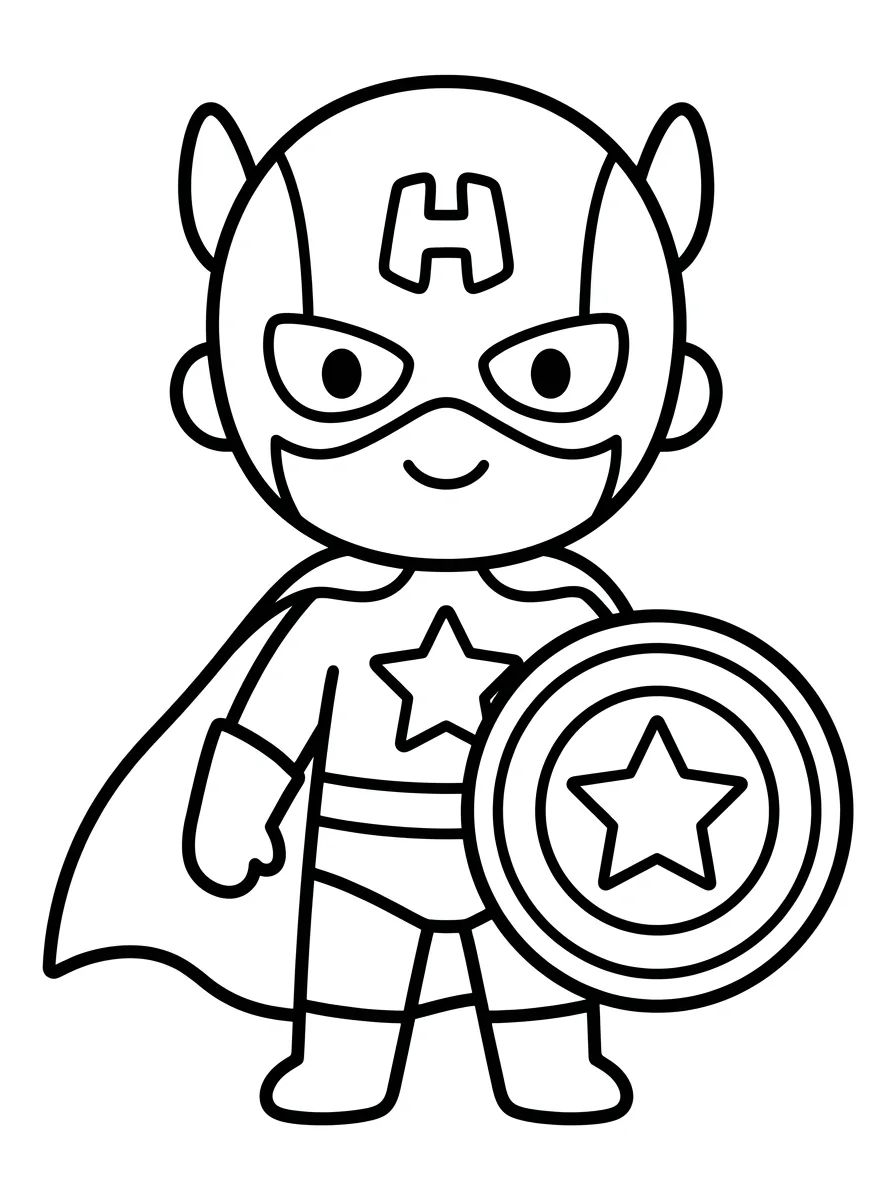 Capitão Herói com Escudo para colorir Desenho de Capitão Herói com Escudo para colorir e imprimir grátis