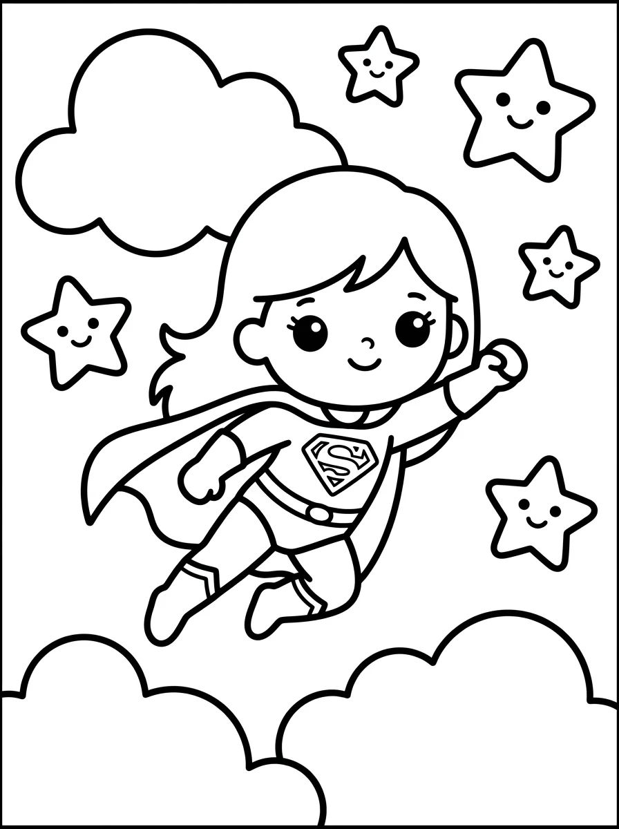 Garota Super-Heroína Voando para colorir Desenho de Garota Super-Heroína Voando para colorir e imprimir grátis