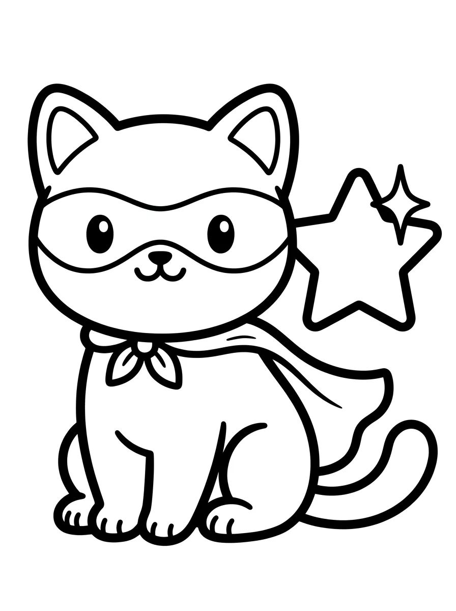Cute Superhero Kitty para colorir Desenho de Cute Superhero Kitty para colorir e imprimir grátis