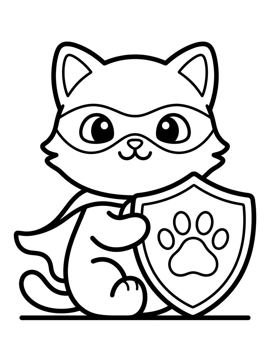 Gatinho Super-herói para colorir Desenho de Gatinho Super-herói para colorir e imprimir grátis