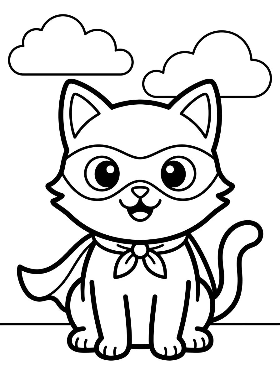 Gatinho Super-Herói Salva o Dia para colorir Desenho de Gatinho Super-Herói Salva o Dia para colorir e imprimir grátis