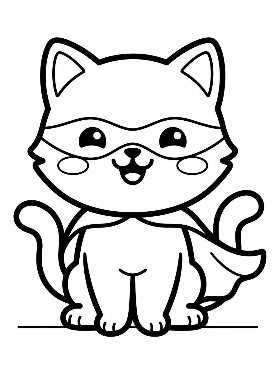 Gatinho Super-Herói Sorridente para colorir Desenho de Gatinho Super-Herói Sorridente para colorir e imprimir grátis