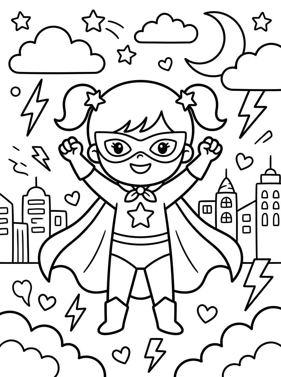 Menina Super-Heroína com Máscara para colorir Desenho de Menina Super-Heroína com Máscara para colorir e imprimir grátis