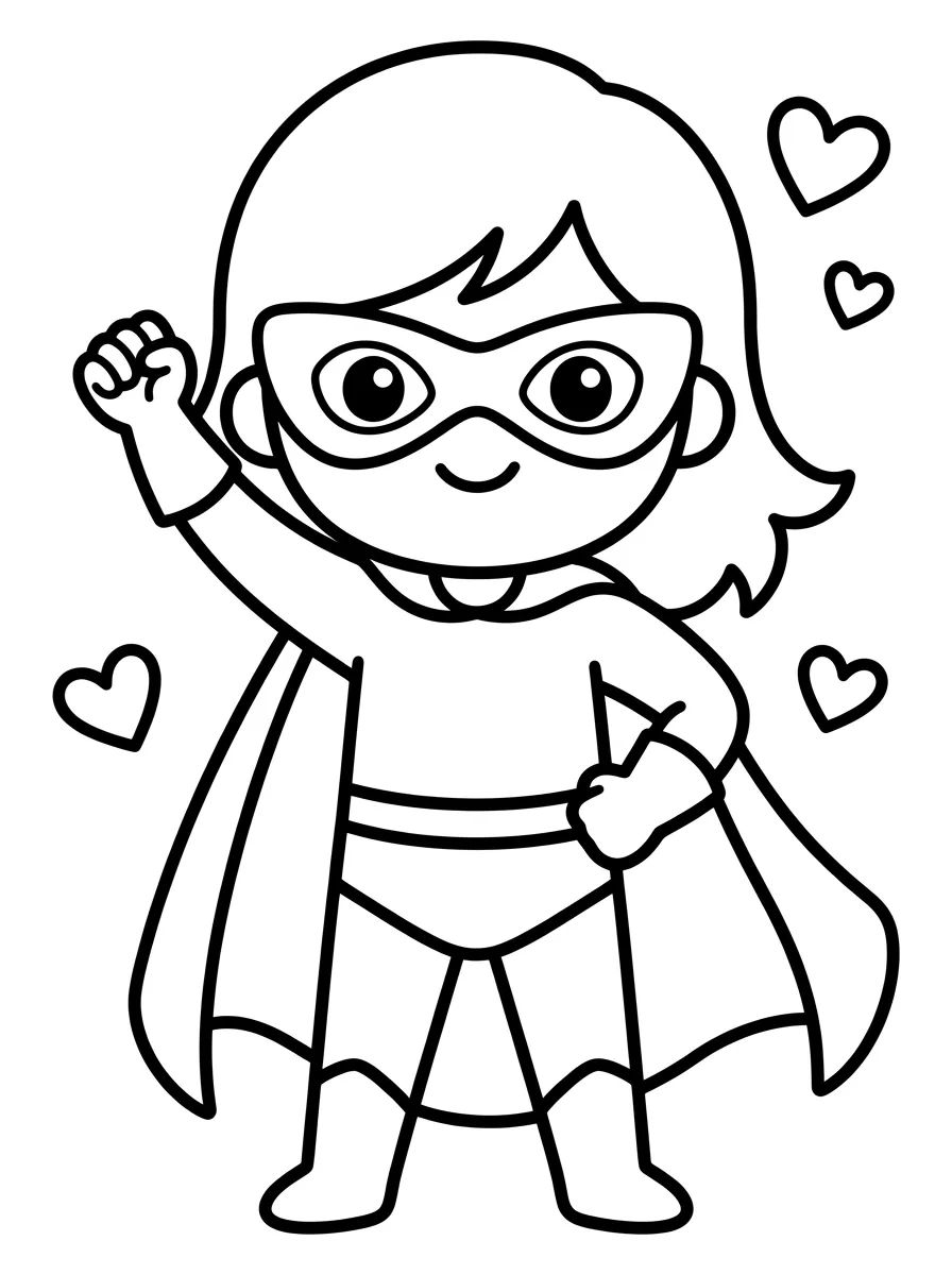 Menina Super-Heroína com Máscara para colorir Desenho de Menina Super-Heroína com Máscara para colorir e imprimir grátis