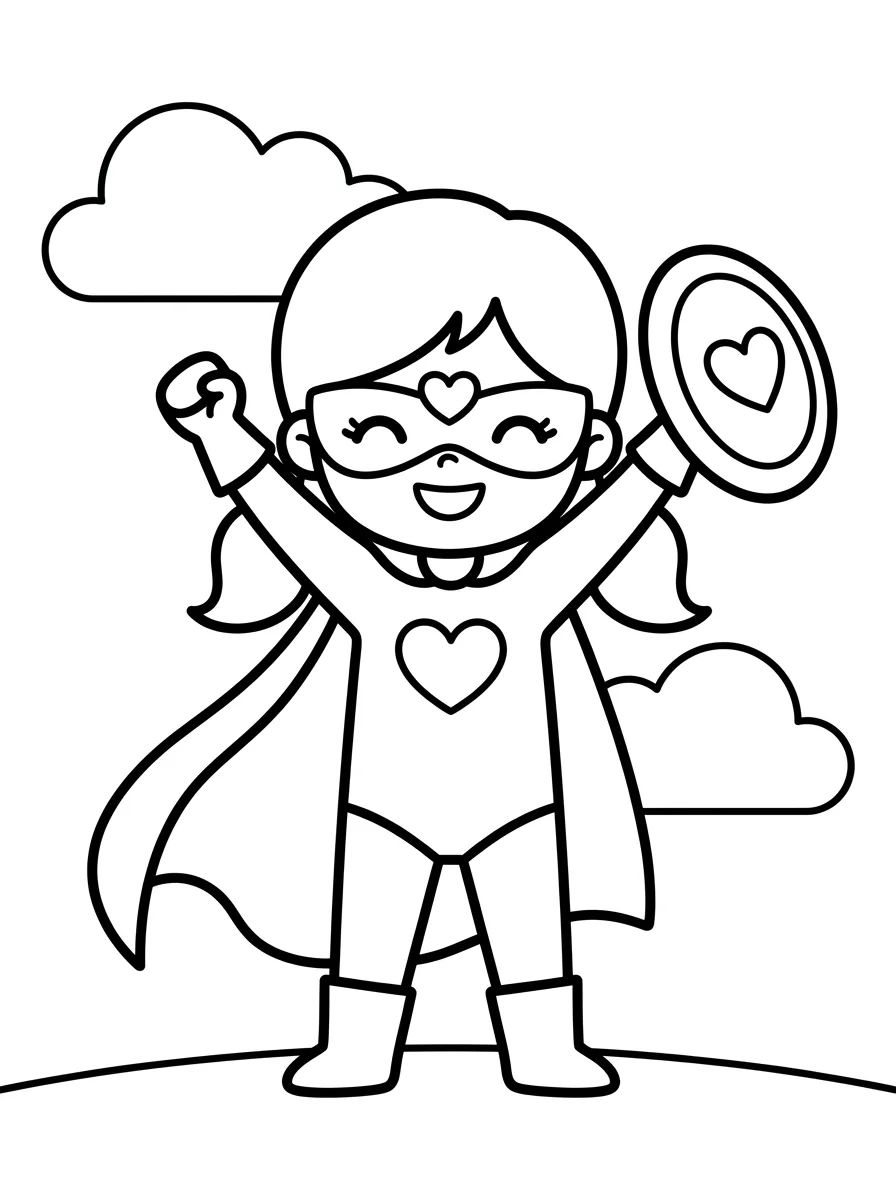 Menina Super-Heroína Corajosa para colorir Desenho de Menina Super-Heroína Corajosa para colorir e imprimir grátis