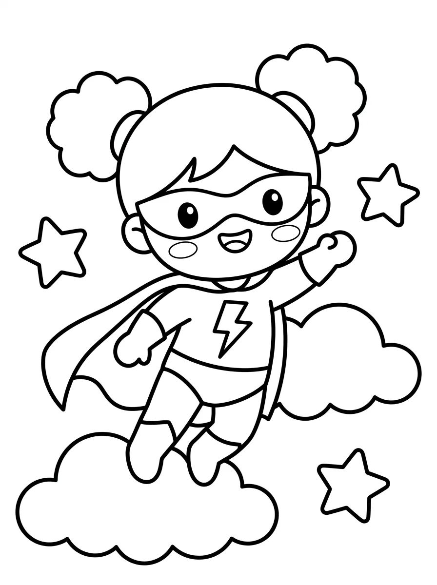 Kawaii Superhero Girl para colorir Desenho de Kawaii Superhero Girl para colorir e imprimir grátis