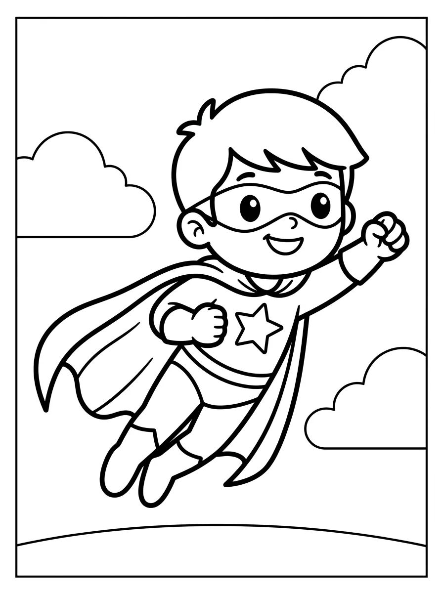 Menino Super-Herói Voador para colorir Desenho de Menino Super-Herói Voador para colorir e imprimir grátis