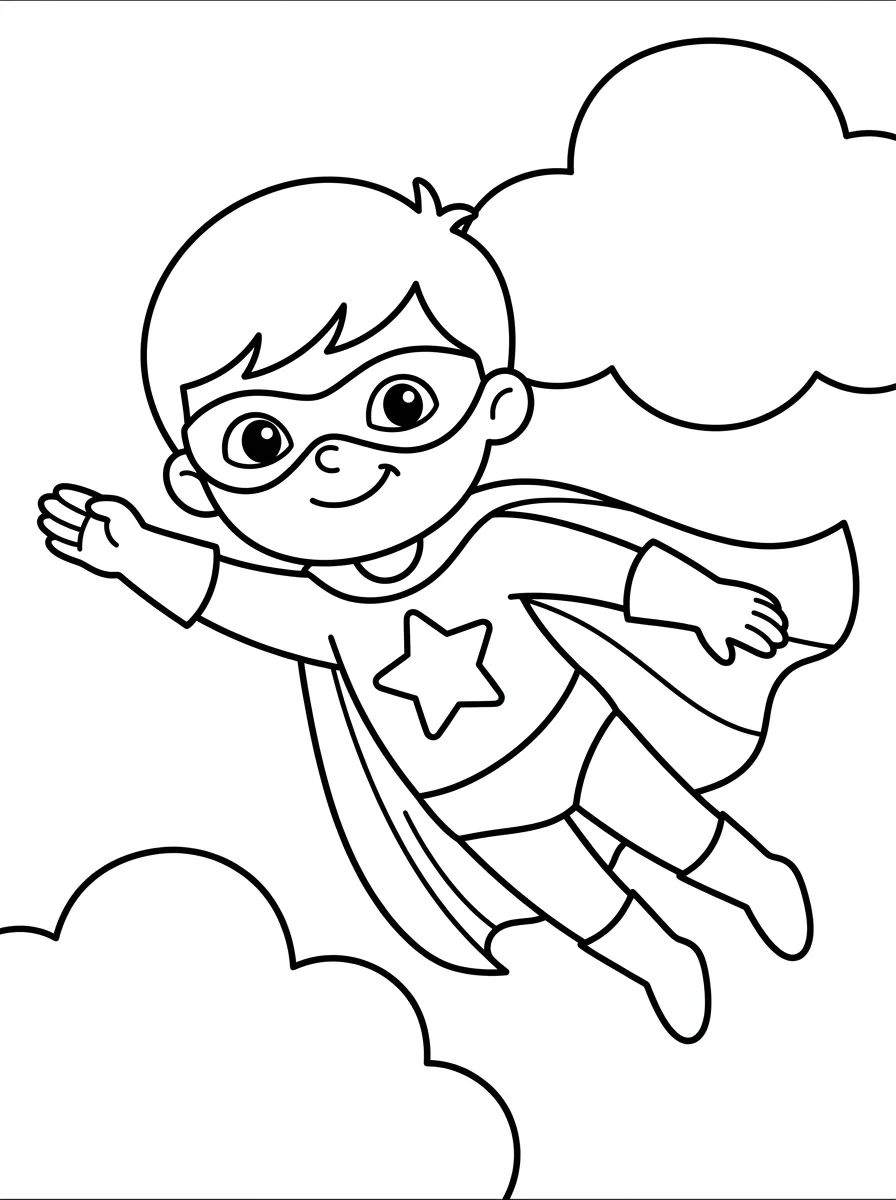 Menino Super-herói Voando para colorir Desenho de Menino Super-herói Voando para colorir e imprimir grátis