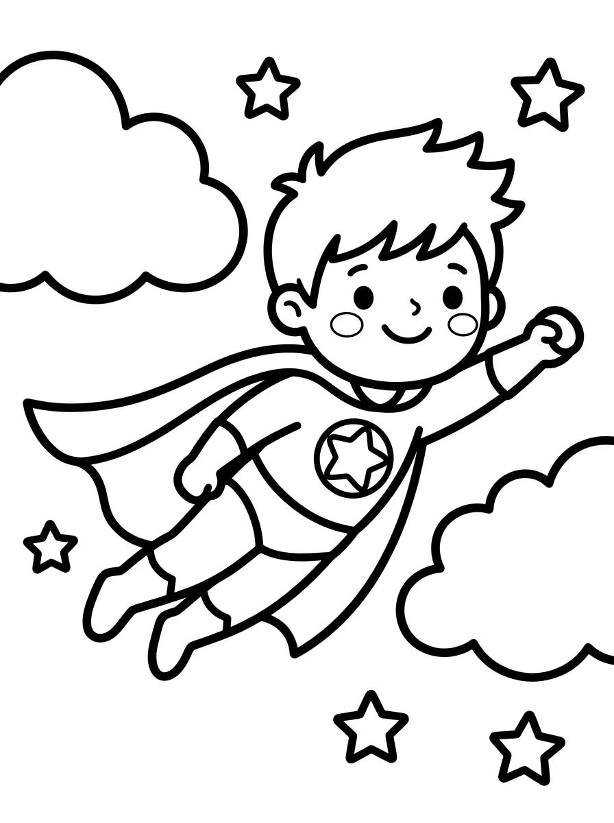 Flying Super Boy para colorir Desenho de Flying Super Boy para colorir e imprimir grátis