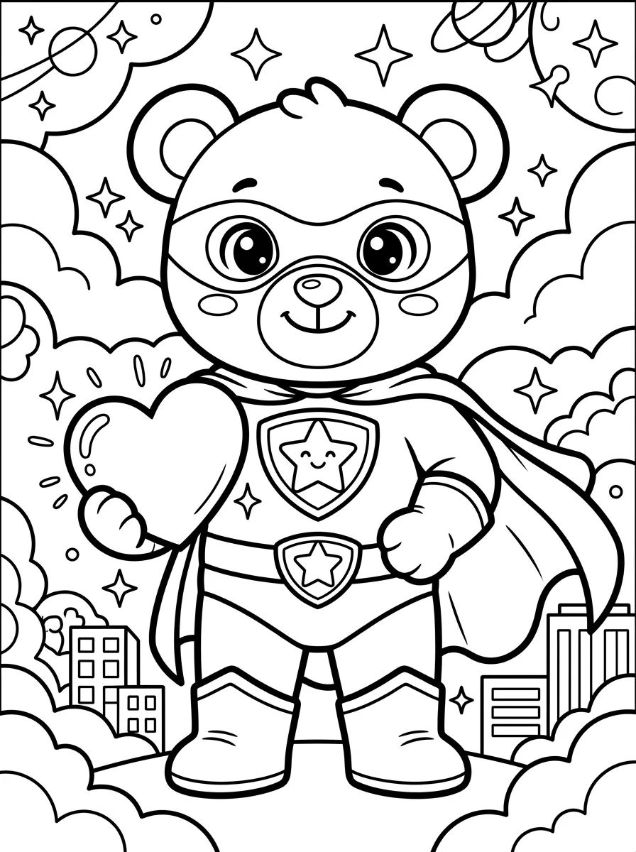 Ursinho Super-Herói com Emblema para colorir Desenho de Ursinho Super-Herói com Emblema para colorir e imprimir grátis