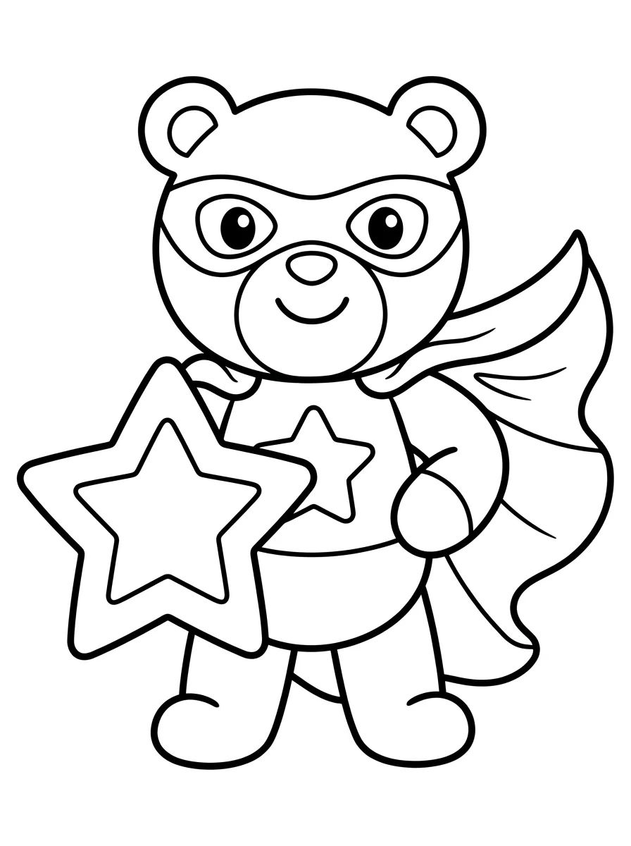 Ursinho Super-Herói com Escudo para colorir Desenho de Ursinho Super-Herói com Escudo para colorir e imprimir grátis
