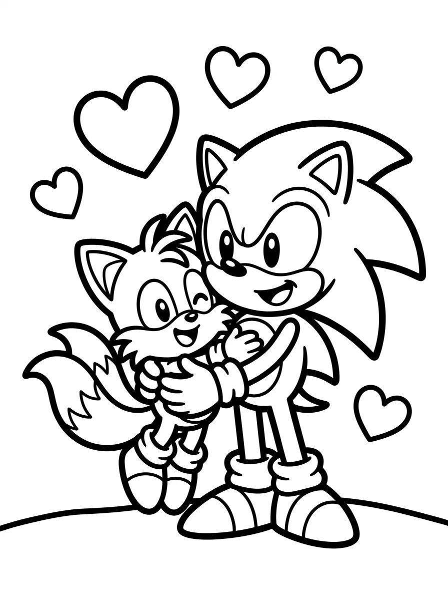 Super Sonic e Tails Amigos para colorir Desenho de Super Sonic e Tails Amigos para colorir e imprimir grátis