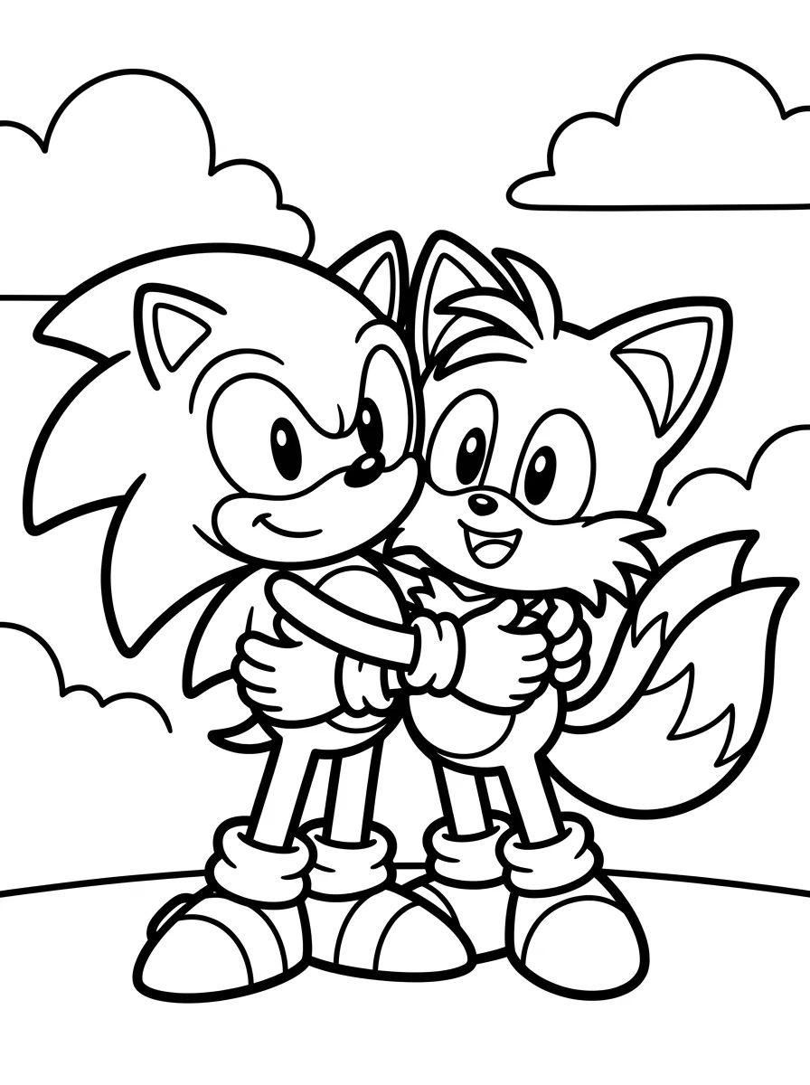 Tails e Sonic Melhores Amigos para colorir Desenho de Tails e Sonic Melhores Amigos para colorir e imprimir grátis