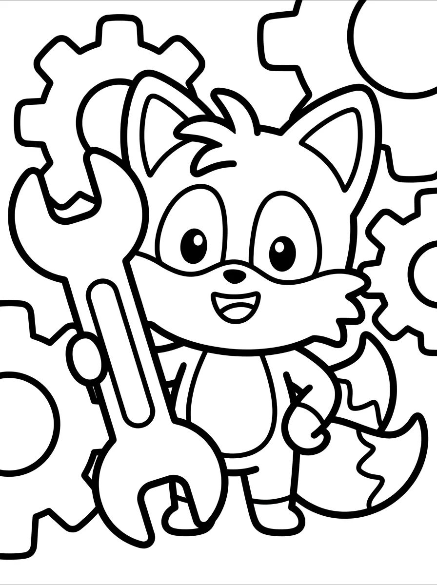 Tails Inventor com Ferramentas para colorir Desenho de Tails Inventor com Ferramentas para colorir e imprimir grátis