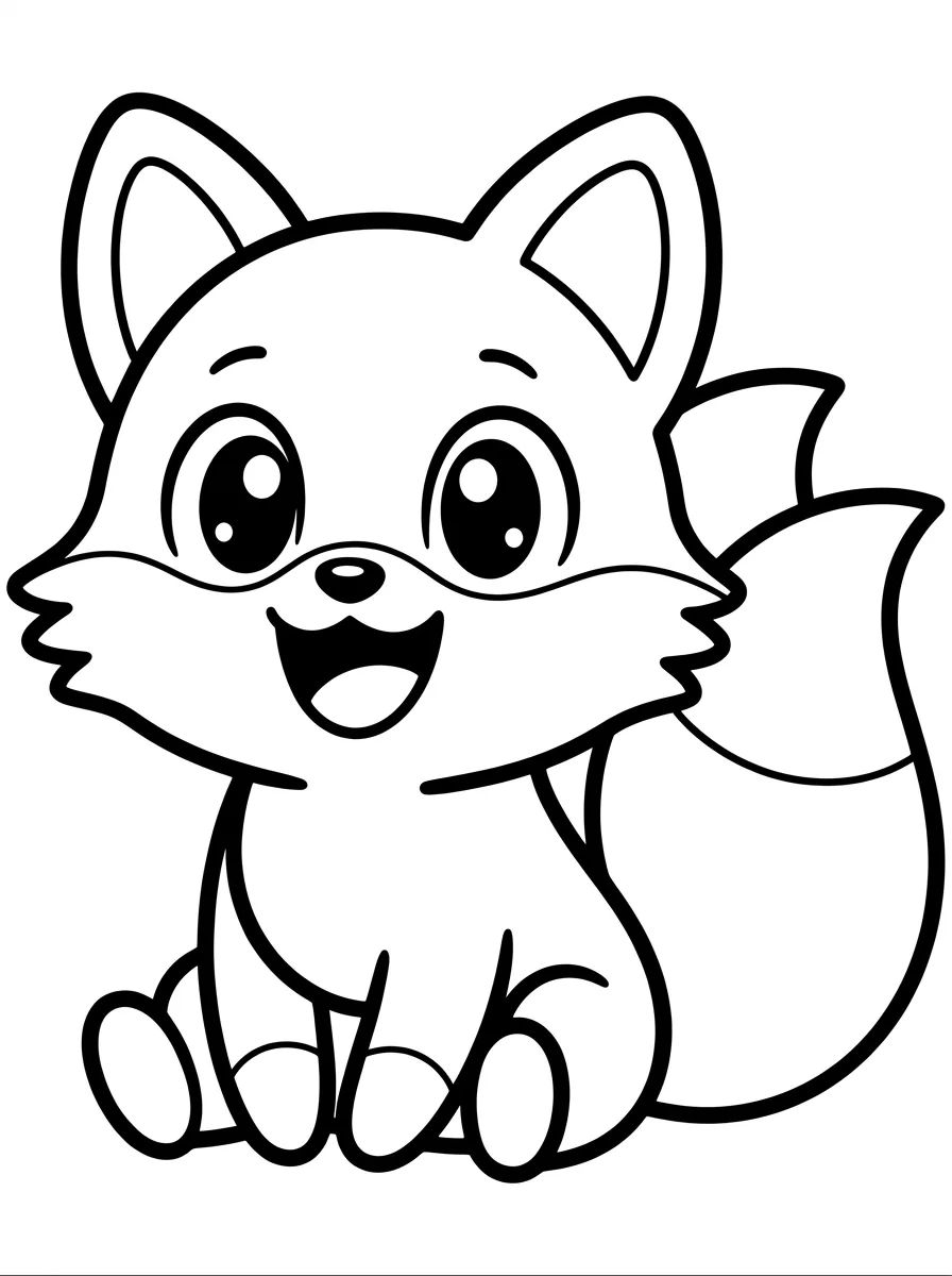 Tails Sorrindo em Estilo Kawaii para colorir Desenho de Tails Sorrindo em Estilo Kawaii para colorir e imprimir grátis
