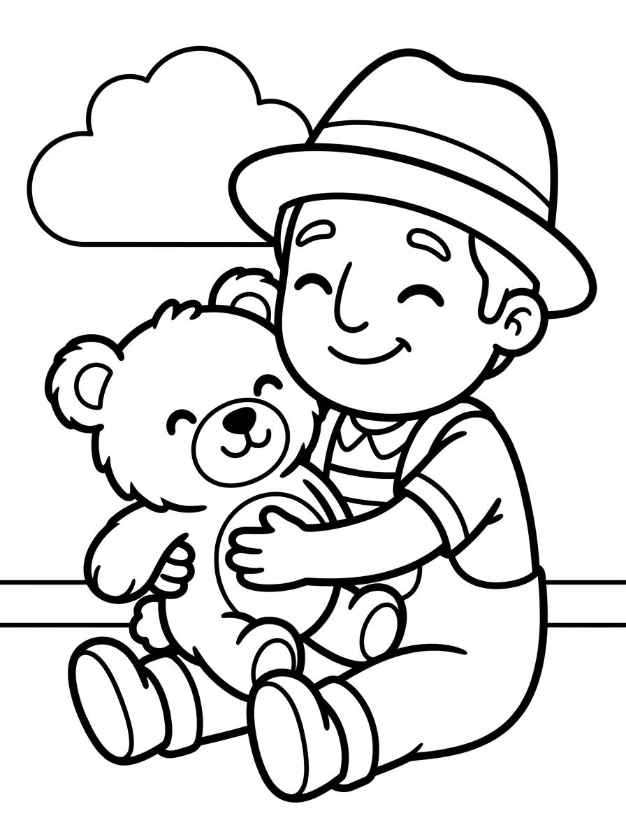 Tito Abraçando Ursinho para colorir Desenho de Tito Abraçando Ursinho para colorir e imprimir grátis